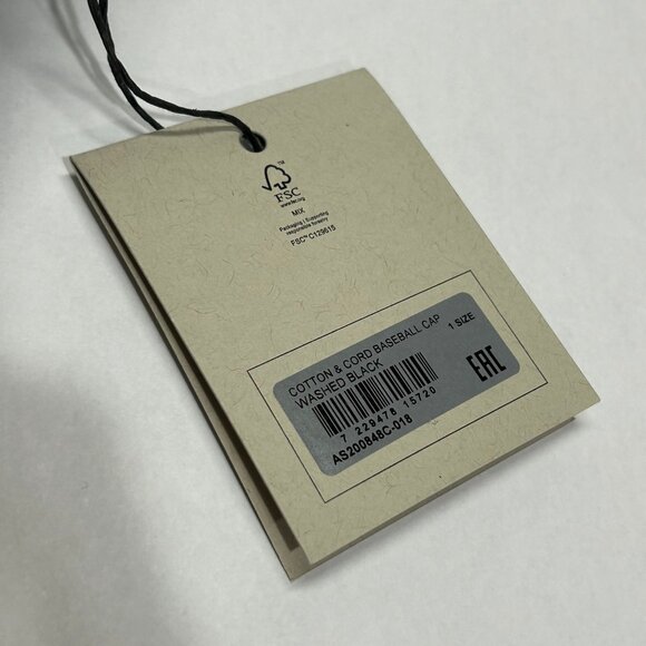 AllSaints Cotton & Cord Logo Two-Tone Baseball Cap Washed Black - Picture 3 of 7